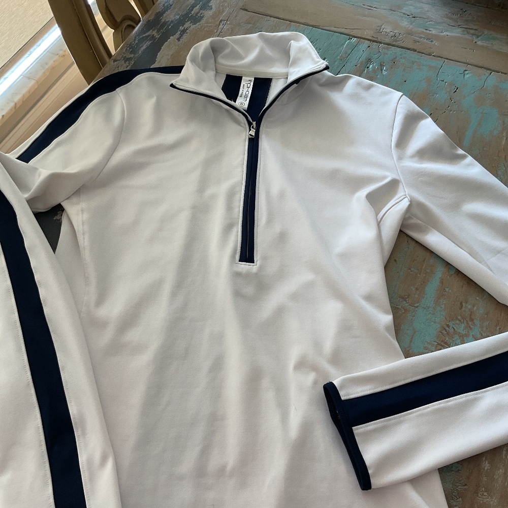 Country club chic sporty white and navy top